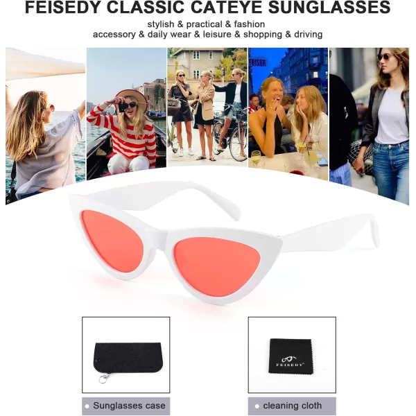 FEISEDY Vintage Cat Eye Sunglasses Women Men Tinted Lens Cateye Glasses B2827