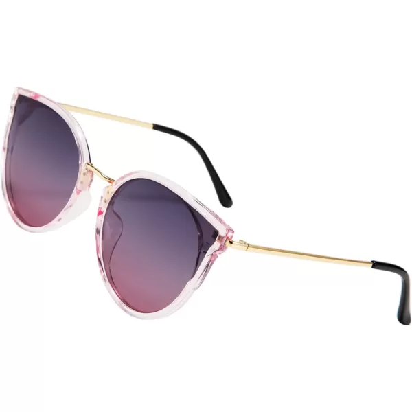 FEISEDY Vintage Polarized Cat Eye Sunglasses for Women Oversized Round Sunglasses Anti Glare B7000Greypink Gradient