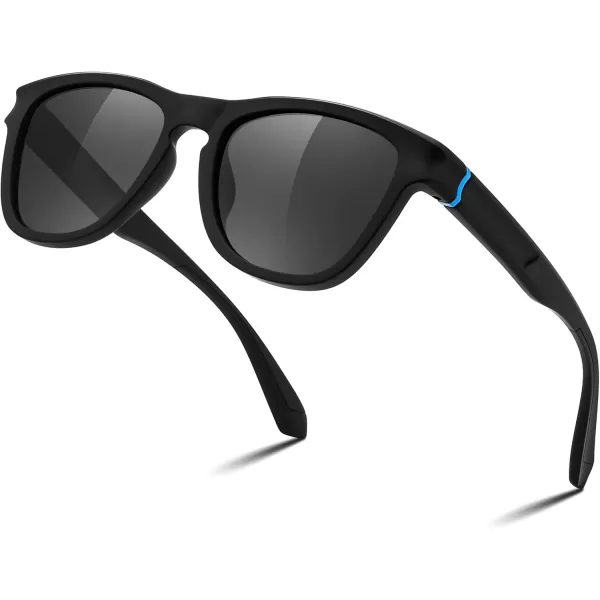 FEISEDY Vintage Polarized Sunglasses for Women Men Classic Square Trendy TR Frame Designer Shades B0176Black  Grey