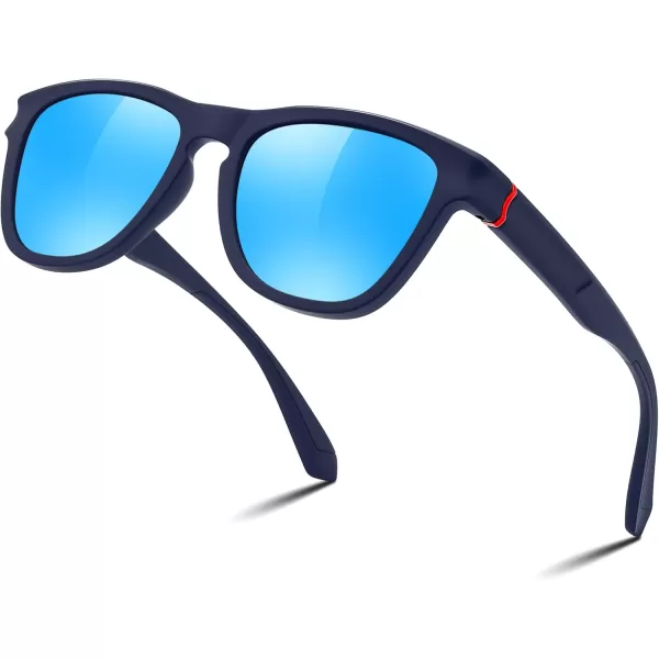FEISEDY Vintage Polarized Sunglasses for Women Men Classic Square Trendy TR Frame Designer Shades B0176Blue Mirror