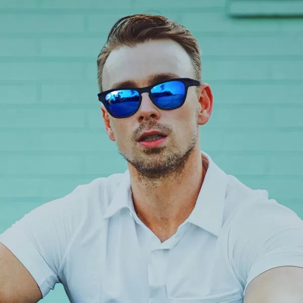 FEISEDY Vintage Polarized Sunglasses for Women Men Classic Square Trendy TR Frame Designer Shades B0176Blue Mirror