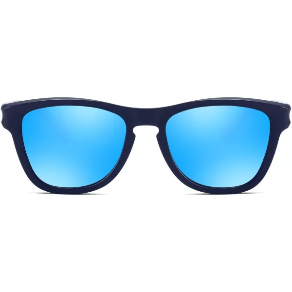 FEISEDY Vintage Polarized Sunglasses for Women Men Classic Square Trendy TR Frame Designer Shades B0176Blue Mirror
