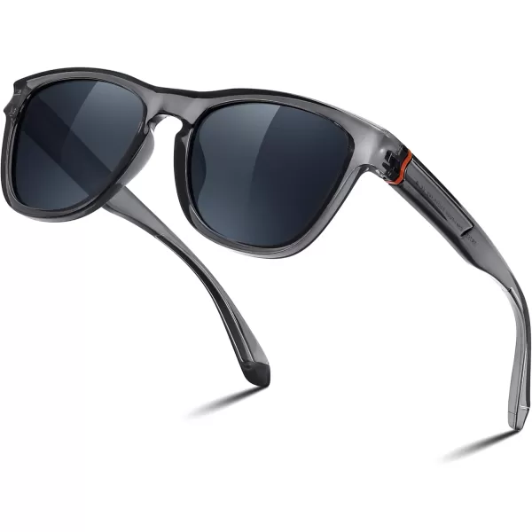 FEISEDY Vintage Polarized Sunglasses for Women Men Classic Square Trendy TR Frame Designer Shades B0176Transparent Grey  Blue