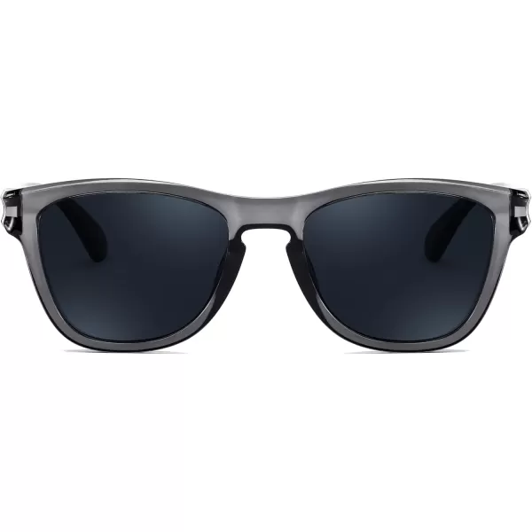 FEISEDY Vintage Polarized Sunglasses for Women Men Classic Square Trendy TR Frame Designer Shades B0176Transparent Grey  Blue