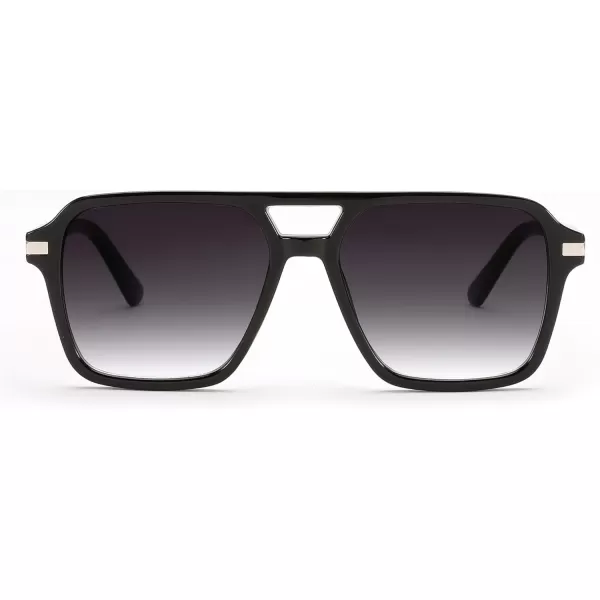 FEISEDY Vintage Square Aviator Sunglasses Women Men Fashion Retro 70s Frame Sun Glasses Shades B0179Black  Gradual Grey