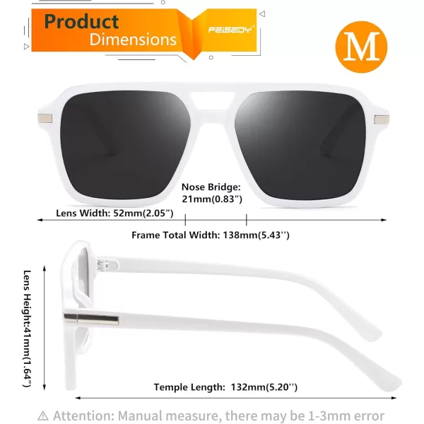 FEISEDY Vintage Square Aviator Sunglasses Women Men Fashion Retro 70s Frame Sun Glasses Shades B0179White  Grey