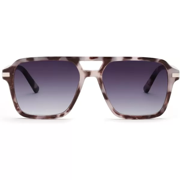 FEISEDY Vintage Square Aviator Sunglasses Women Men Fashion Retro 70s Frame Sun Glasses Shades B0179White Tortoise  Gradual Grey