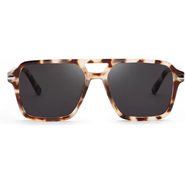 FEISEDY Vintage Square Aviator Sunglasses Women Men Fashion Retro 70s Frame Sun Glasses Shades B0179Yellow Leopard  Grey