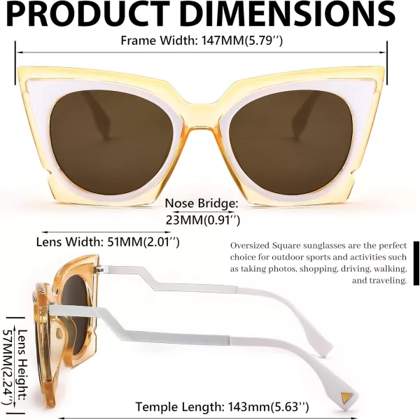 FEISEDY Vintage Square Cat Eye Sunglasses Women Trendy Metal ZigZag Temple Cateye Sun Glasses B9055Champagne