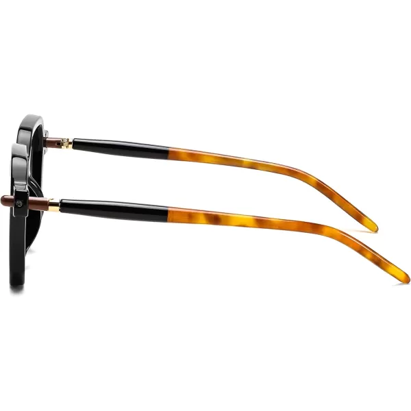 FEISEDY Vintage Square Sunglasses Men Women Classic Retro Trendy Large Frame UV400 Sun Glasses B0154001 Black