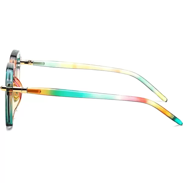 FEISEDY Vintage Square Sunglasses Men Women Classic Retro Trendy Large Frame UV400 Sun Glasses B0154002 Rainbow  Light Grey
