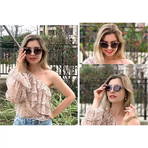 FEISEDY Women Cat Eye Polarized Sunglasses Cute Classic UV400 Sun Glasses Double Metal Studs B2707