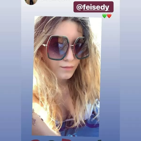 FEISEDY Women Large Hexagon Inspired Sunglasses Fashion Irregular Design Style Geometric B2503Greenred