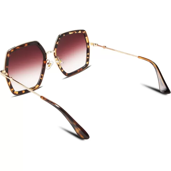 FEISEDY Women Large Hexagon Inspired Sunglasses Fashion Irregular Design Style Geometric B2503Leopard