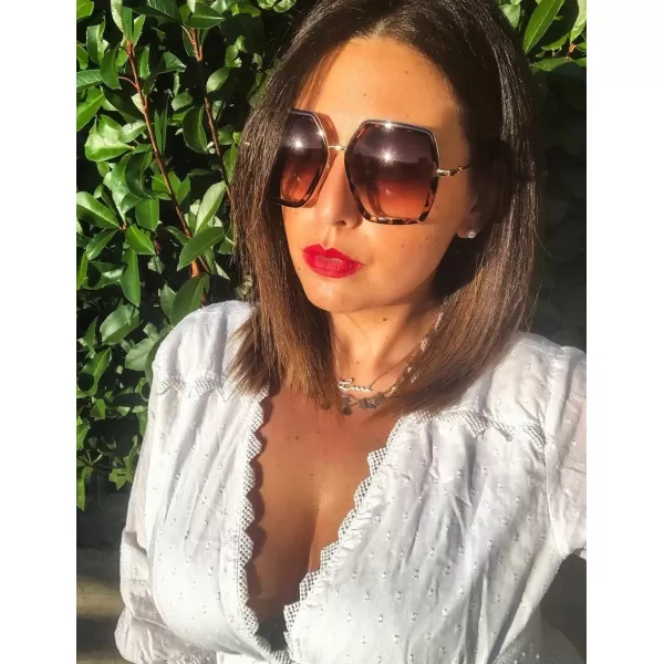 FEISEDY Women Large Hexagon Inspired Sunglasses Fashion Irregular Design Style Geometric B2503Leopard