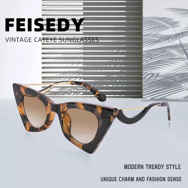 FEISEDY Women Vintage 60s Cateye Sunglasses Cool Personality Charm Modern Trendy Cute Cat Eye Glasses B2779