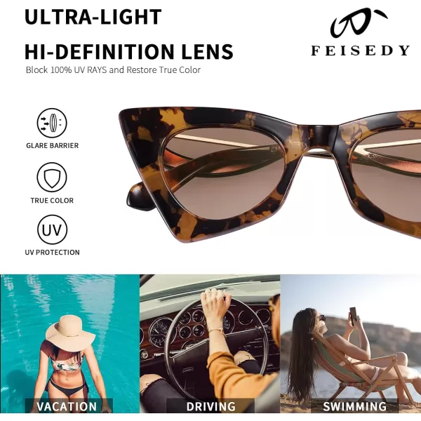FEISEDY Women Vintage 60s Cateye Sunglasses Cool Personality Charm Modern Trendy Cute Cat Eye Glasses B2779