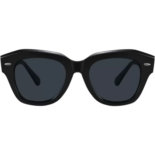 FEISEDY Womens Square Vintage Sunglasses Classic Cateye Retro Style Sun Glasses UV400 B2861Black Frame  Grey Lens