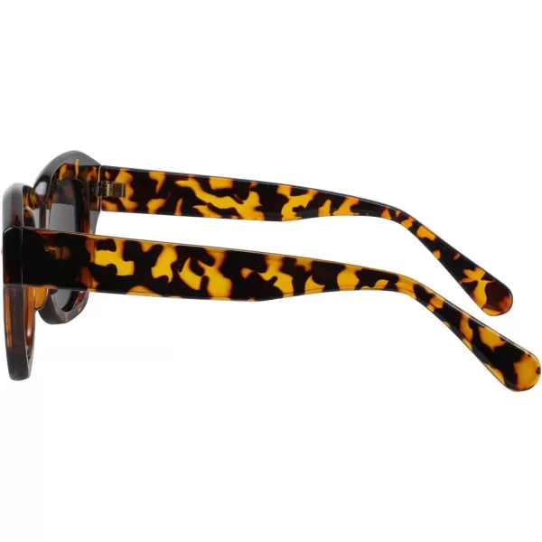FEISEDY Womens Square Vintage Sunglasses Classic Cateye Retro Style Sun Glasses UV400 B2861Leopard Frame  Grey Lens