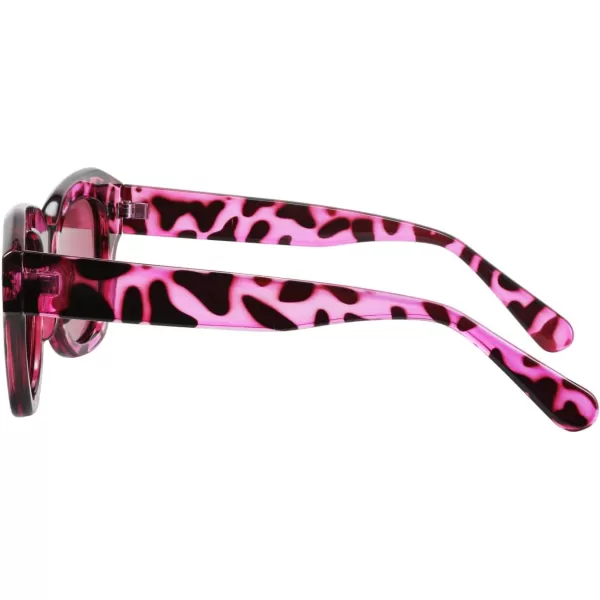 FEISEDY Womens Square Vintage Sunglasses Classic Cateye Retro Style Sun Glasses UV400 B2861Pink Leopard Frame  Pink Lens