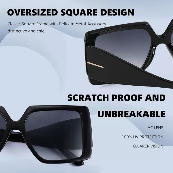 FEISEDY Womens Sunglasses Trendy Large Frame Retro Square Oversized Shades for Men B4036