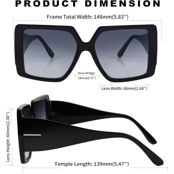 FEISEDY Womens Sunglasses Trendy Large Frame Retro Square Oversized Shades for Men B4036