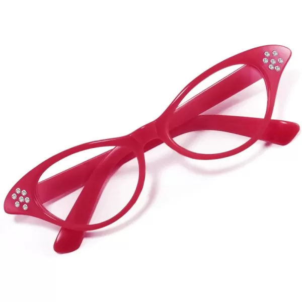 FEISEDY Cat Eye Costume Glasses with Rhinestones Women ampamp Kids 50s 60s Classic Party Cateye Sunglasses B2848003 Rose Pink Frame