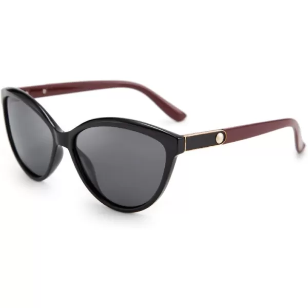 FEISEDY Classic Cateye Polarized Sunglasses for Women 100 UV Protection B2512BlackRed