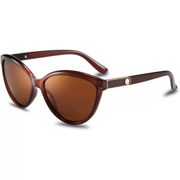 FEISEDY Classic Cateye Polarized Sunglasses for Women 100 UV Protection B2512Brown