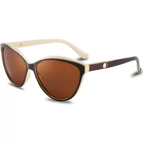 FEISEDY Classic Cateye Polarized Sunglasses for Women 100 UV Protection B2512Brownivory