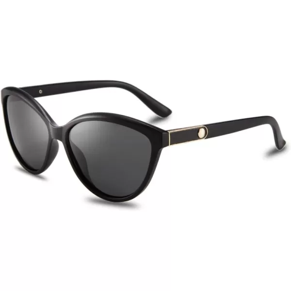FEISEDY Classic Cateye Polarized Sunglasses for Women 100 UV Protection B2512Matt Black