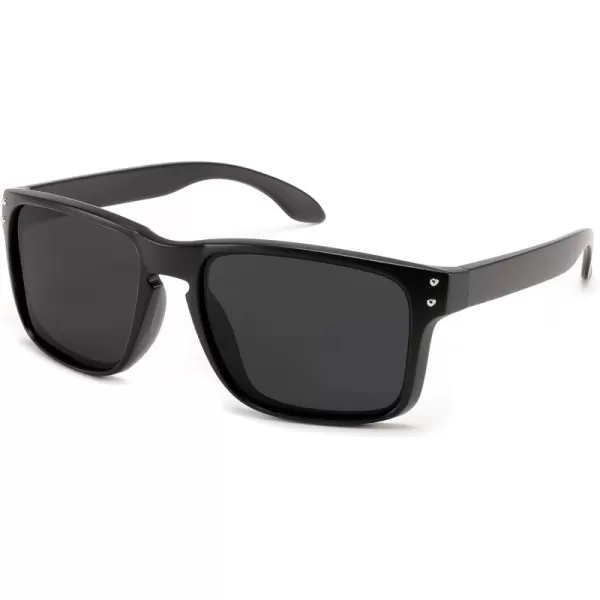 FEISEDY Men Sunglasses PolarizedSquare Vintage Cycling Running Fishing Golf Hiking Sports Sun Glasses B0080Polarized Gray Lenses With Black Temples 001