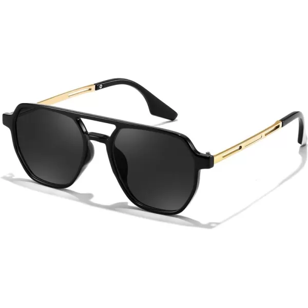 FEISEDY Retro 70s Aviator Sunglasses for Women Men Vintage Square Trendy Oversized Shades UV400 B0145Black