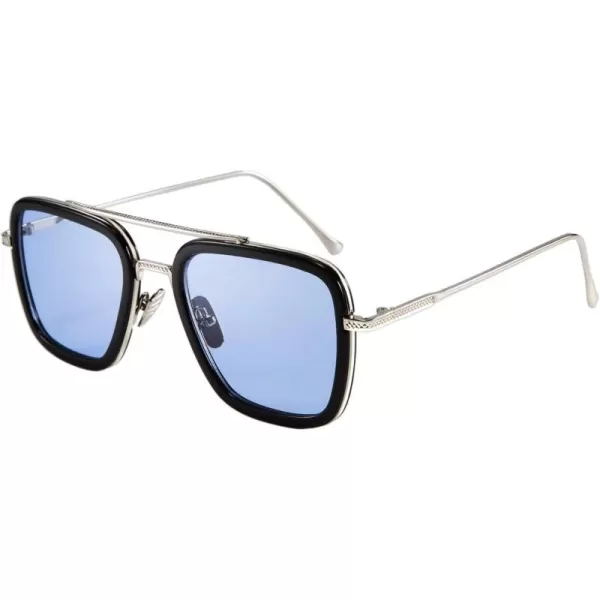 FEISEDY Retro 70s Pilot Sunglasses Tony Sunglasses Trendy Women Square Sun Glasses B2510Blue Edith