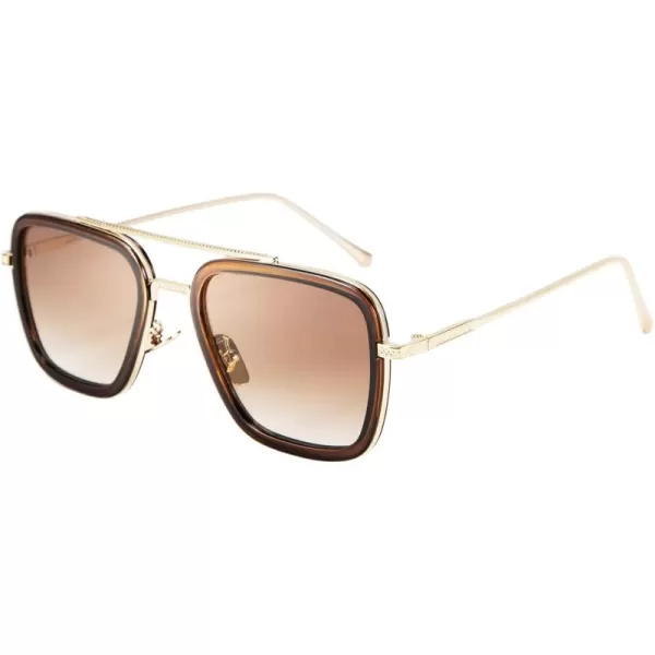 FEISEDY Retro 70s Pilot Sunglasses Tony Sunglasses Trendy Women Square Sun Glasses B2510Brown