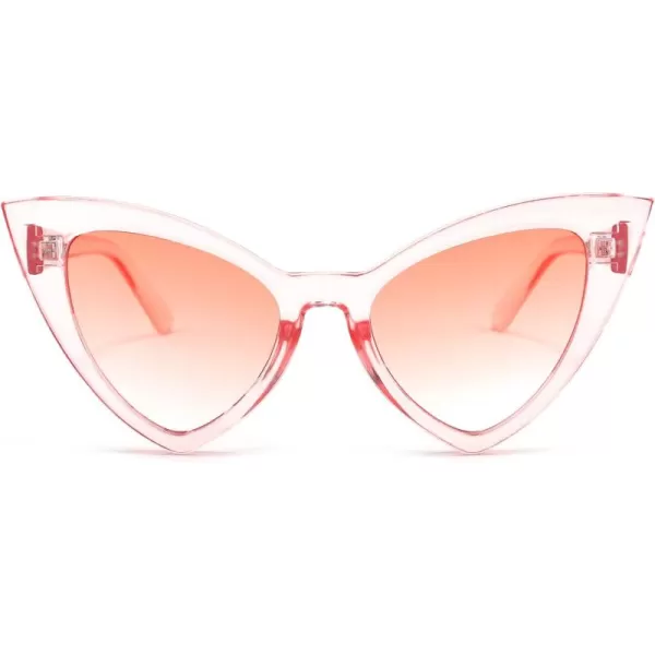FEISEDY Retro Cat Eye Sunglasses for Women Fashion Vintage Cateye Sun Glasses B2235004 Transparent Pink FramePink Gradient Lens