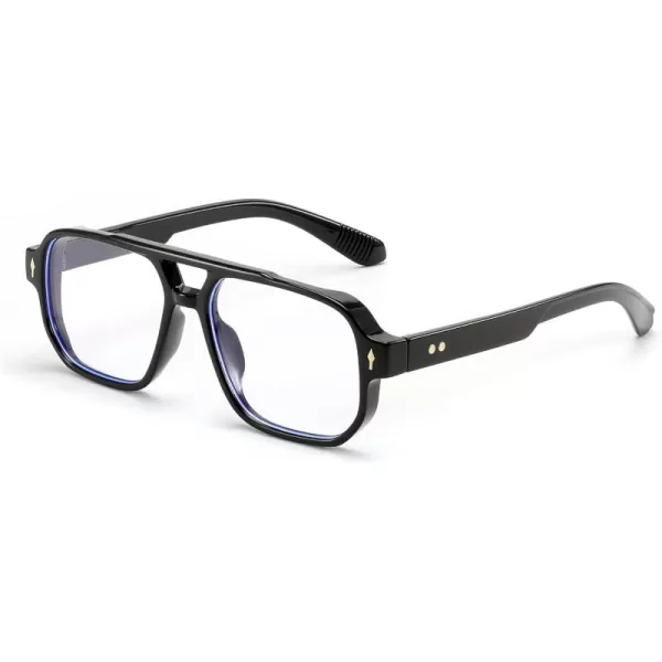 FEISEDY Retro Square Aviator Sunglasses Women Men 70s Small Vintage Rectangle UV400 Sun Glasses B9120Black Frame Anti Blue Light Lens