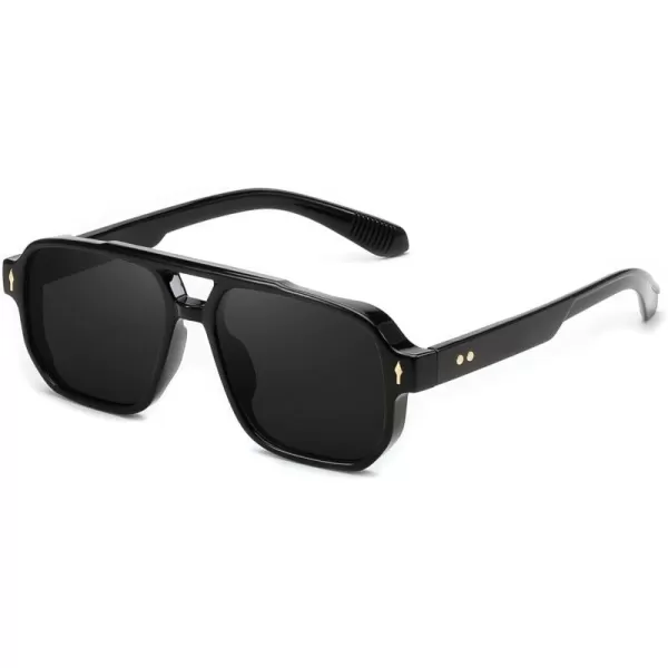 FEISEDY Retro Square Aviator Sunglasses Women Men 70s Small Vintage Rectangle UV400 Sun Glasses B9120Black Frame Black Lens