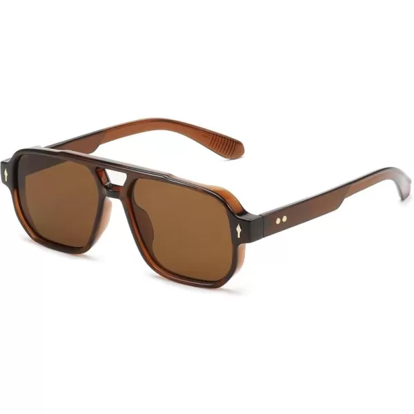 FEISEDY Retro Square Aviator Sunglasses Women Men 70s Small Vintage Rectangle UV400 Sun Glasses B9120Brown Frame Tea Lens
