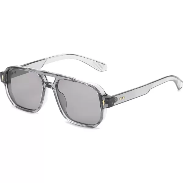 FEISEDY Retro Square Aviator Sunglasses Women Men 70s Small Vintage Rectangle UV400 Sun Glasses B9120Grey Frame Grey Lens