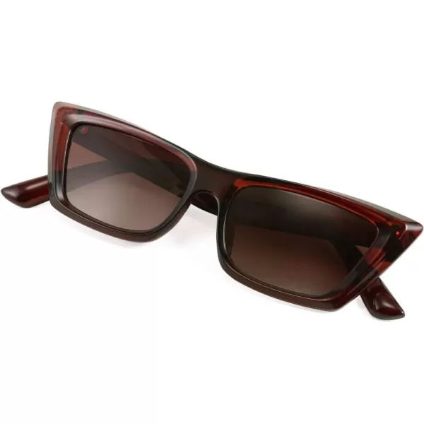 FEISEDY Small Cateye Square Polarized Sunglasses Women Classic Thick Rectangle Frame UV400 Sun Glasses B2736001 Jelly Dark Brown