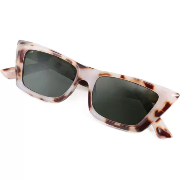FEISEDY Small Cateye Square Polarized Sunglasses Women Classic Thick Rectangle Frame UV400 Sun Glasses B2736003 Milky Tortoiseshell