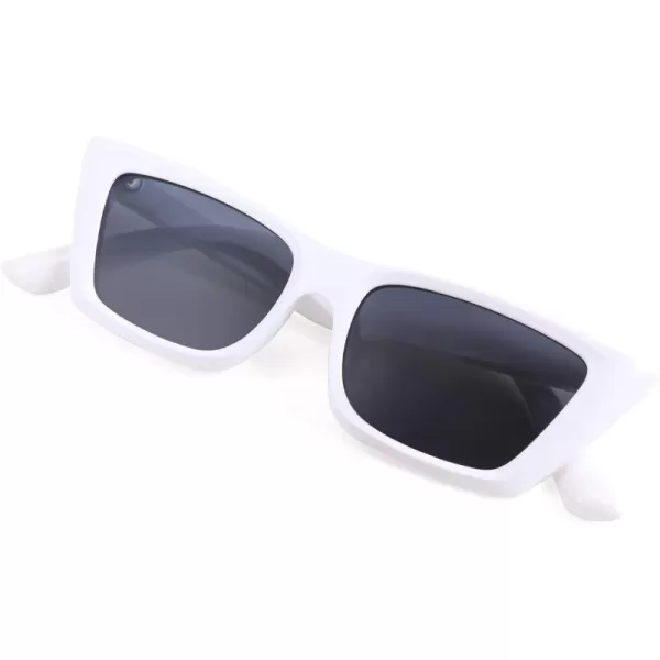 FEISEDY Small Cateye Square Polarized Sunglasses Women Classic Thick Rectangle Frame UV400 Sun Glasses B2736006 Bright White