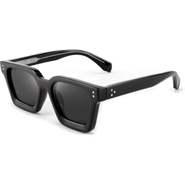 FEISEDY Sunglasses Men Women Polarized Chunky Square Thick Frame Rectangle UV400 Shade Sun Glasses B2396001 Black Frame  Polarized Gray Lenses