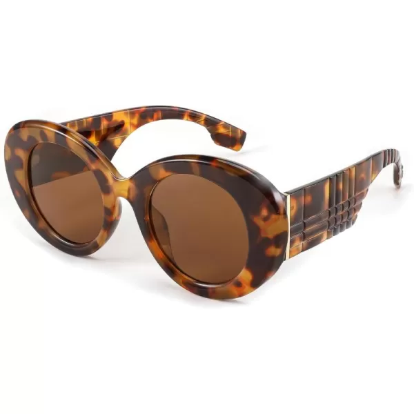 FEISEDY Sunglasses Women Fashion Luxury Oversized Oval Round Thick Frame Sunglasses Lady Shades Sun Glasses B0014Panther Frame  Tea Lenses