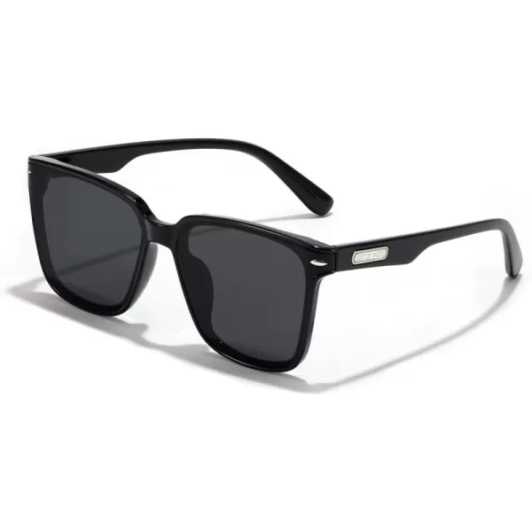 FEISEDY Trendy Oversized Square Sunglasses for Women Men Luxury Curved Lens Sun Glasses UV400 B0099Black Frame  Grey Lens