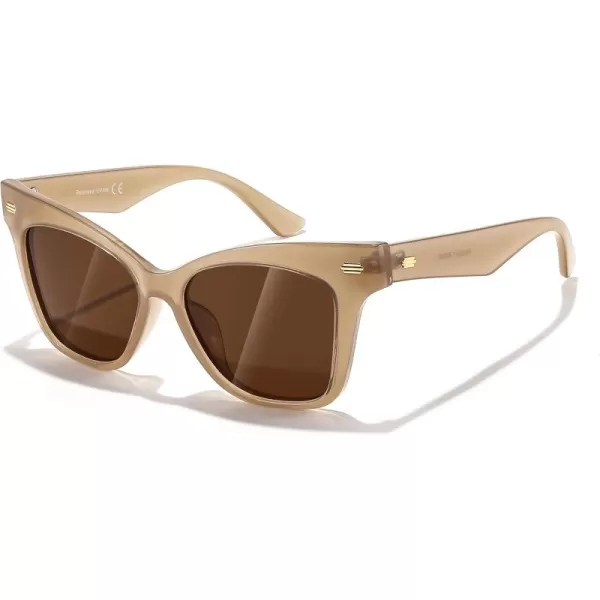 FEISEDY Trendy Polarized Sunglasses Retro Cateye Frame for Women UV400 Protection Shades B0009004 Champagne