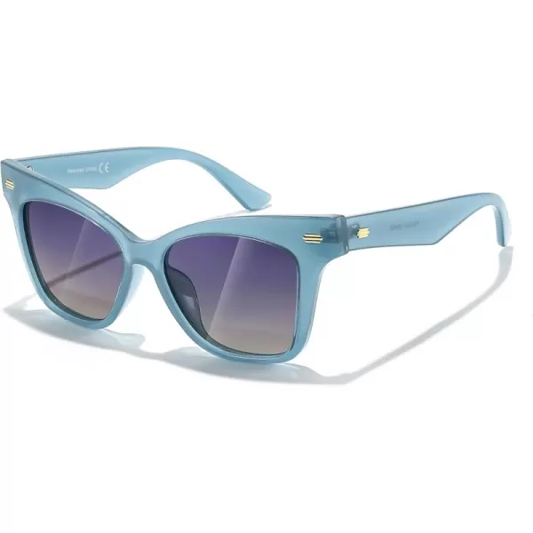 FEISEDY Trendy Polarized Sunglasses Retro Cateye Frame for Women UV400 Protection Shades B0009006 Jelly Blue