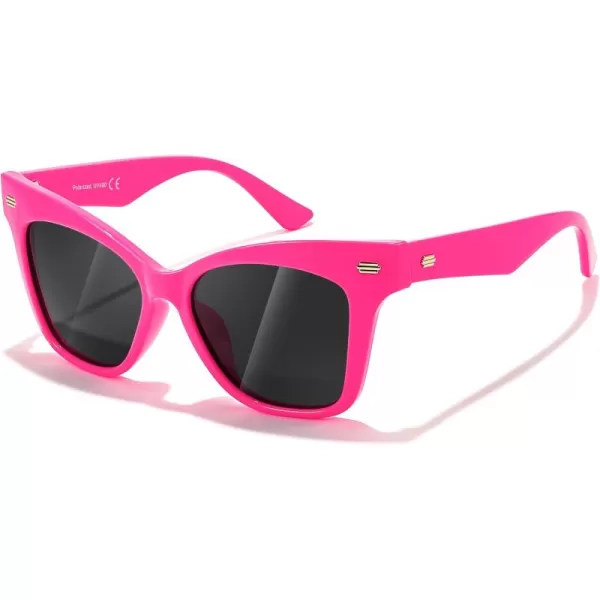 FEISEDY Trendy Polarized Sunglasses Retro Cateye Frame for Women UV400 Protection Shades B0009007 Hot Pink