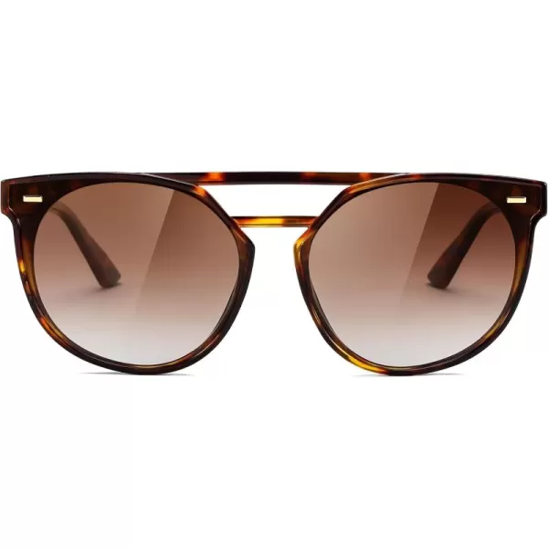 FEISEDY Vintage Cat Eye Sunglasses Polarized Round Aviator Trendy Oversized UV400 Sun Glasses B011902 Tortoiseshell  Gradual Tea
